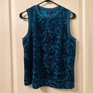 Teal Velvet Detail Floral Women's Top
